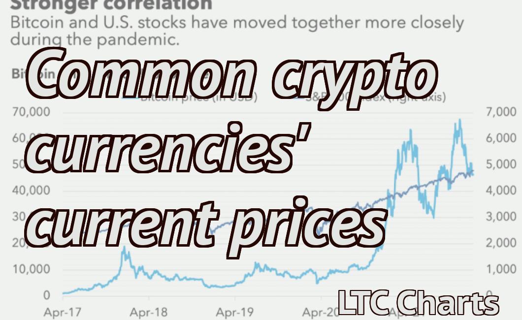Common crypto currencies' current prices