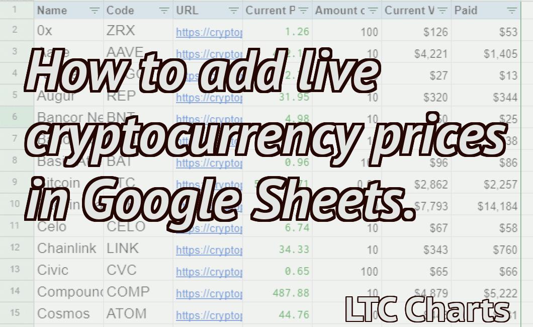 How to add live cryptocurrency prices in Google Sheets.