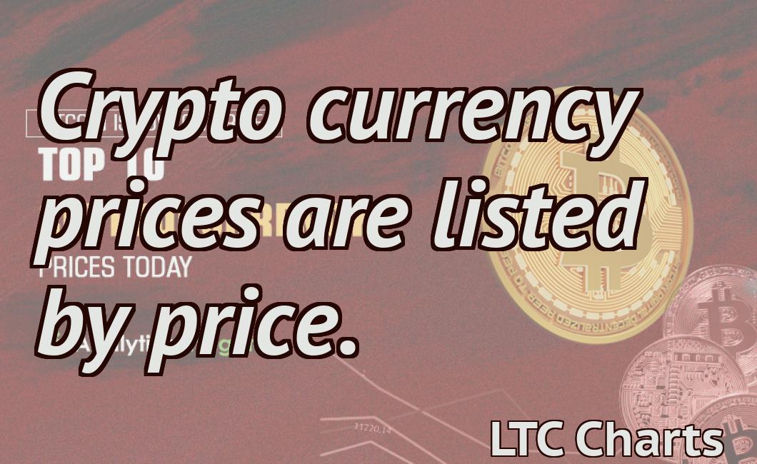 Crypto currency prices are listed by price.