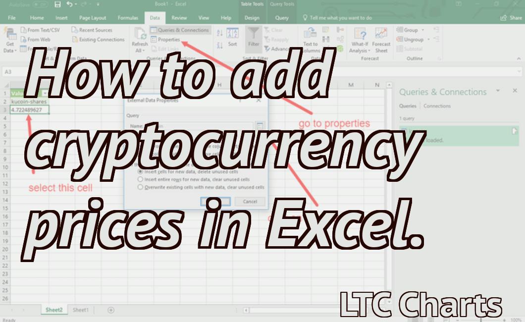 How to add cryptocurrency prices in Excel.